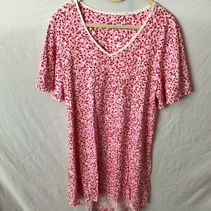 Kate Spade: Pink Floral V-Neck Sleep Dress- M